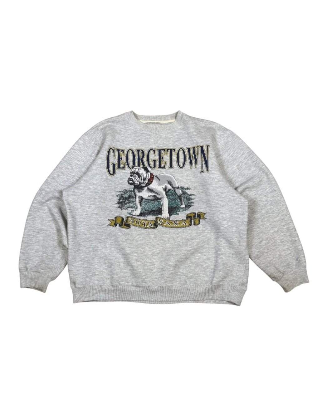 Vintage 90s Georgetown Hoyas Bulldogs Crewneck Sweatshirt Size Large Gray Colleg